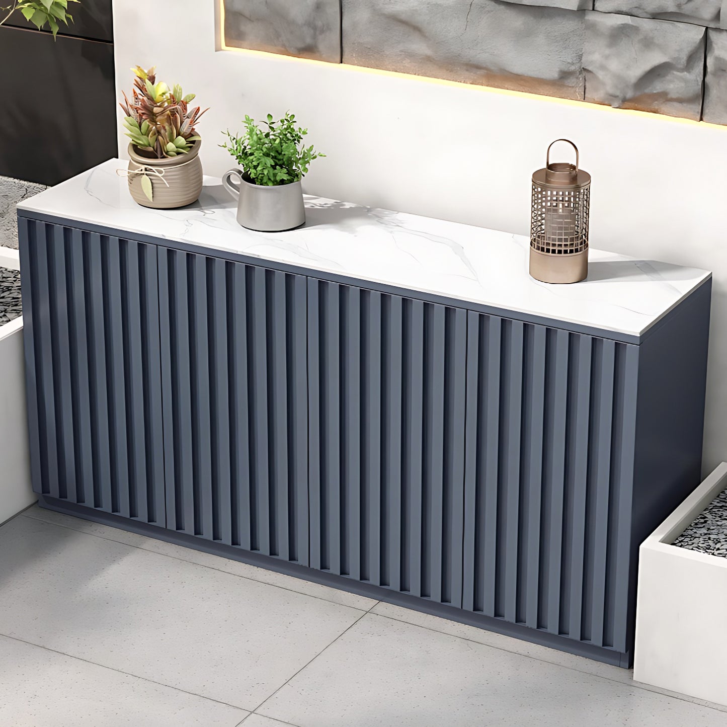 Aihm-Lon Aluminum Outdoor Kitchen Cabinet with White Countertop 51.18"-70.86"