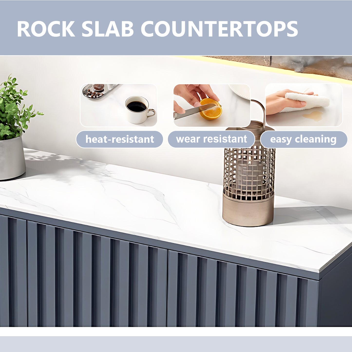 Aihm-Lon Aluminum Outdoor Kitchen Cabinet with White Countertop 51.18"-70.86"