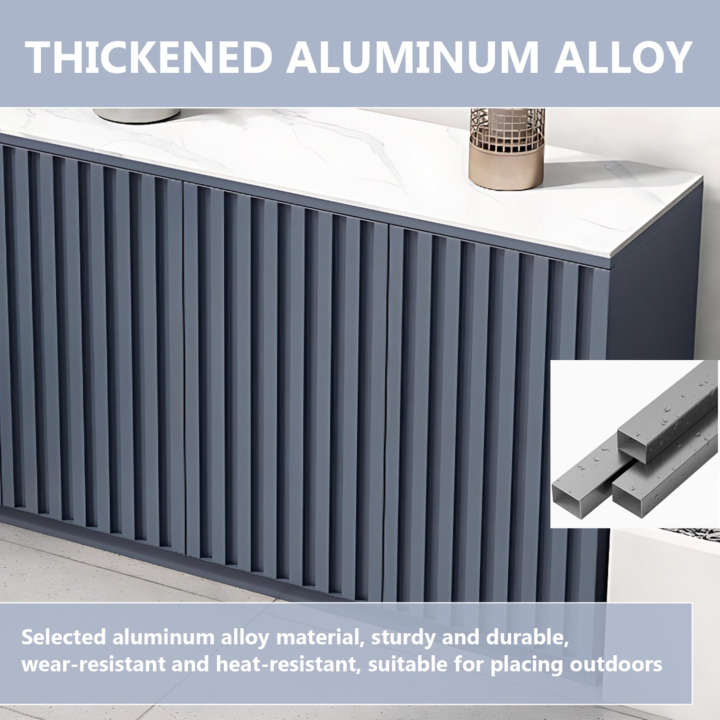 Aihm-Lon Aluminum Outdoor Kitchen Cabinet with White Countertop 51.18"-70.86"