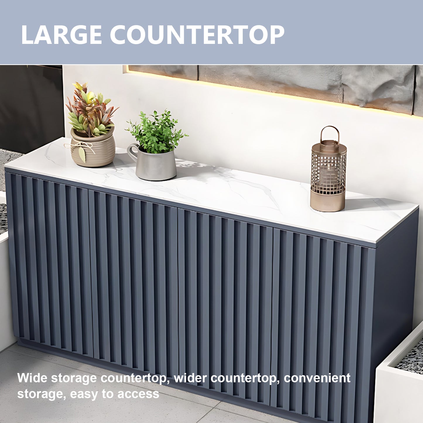 Aihm-Lon Aluminum Outdoor Kitchen Cabinet with White Countertop 51.18"-70.86"