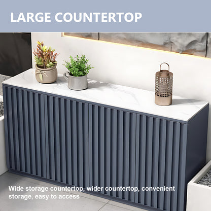 Aihm-Lon Aluminum Outdoor Kitchen Cabinet with White Countertop 51.18"-70.86"