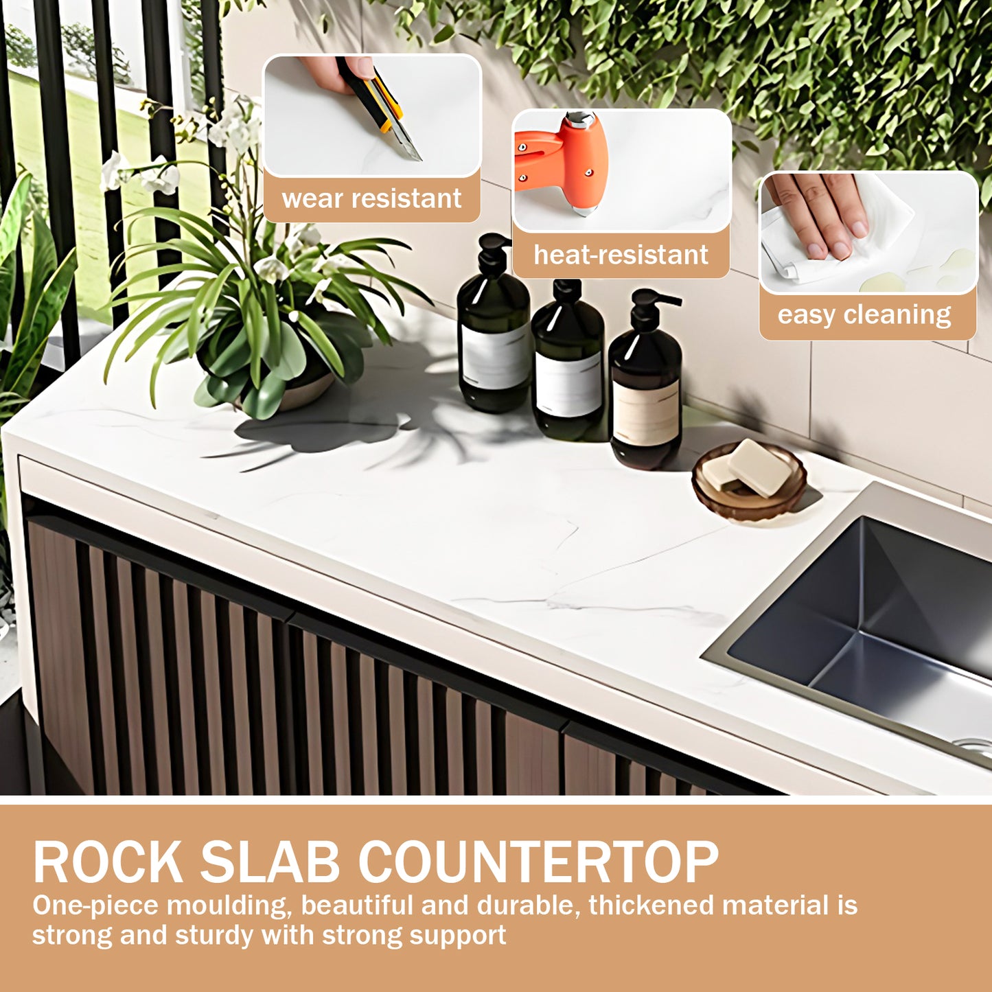 Aihm-Lon Aluminum Outdoor Kitchen Cabinets with Sink 62.99"-78.74"