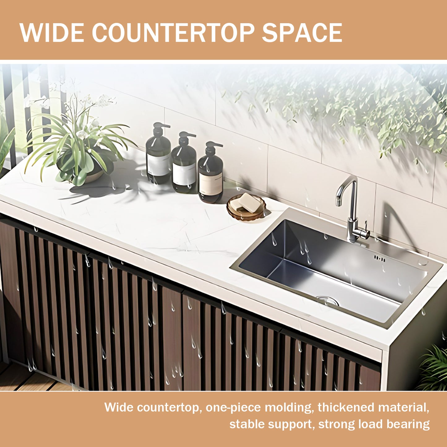 Aihm-Lon Aluminum Outdoor Kitchen Cabinets with Sink 62.99"-78.74"