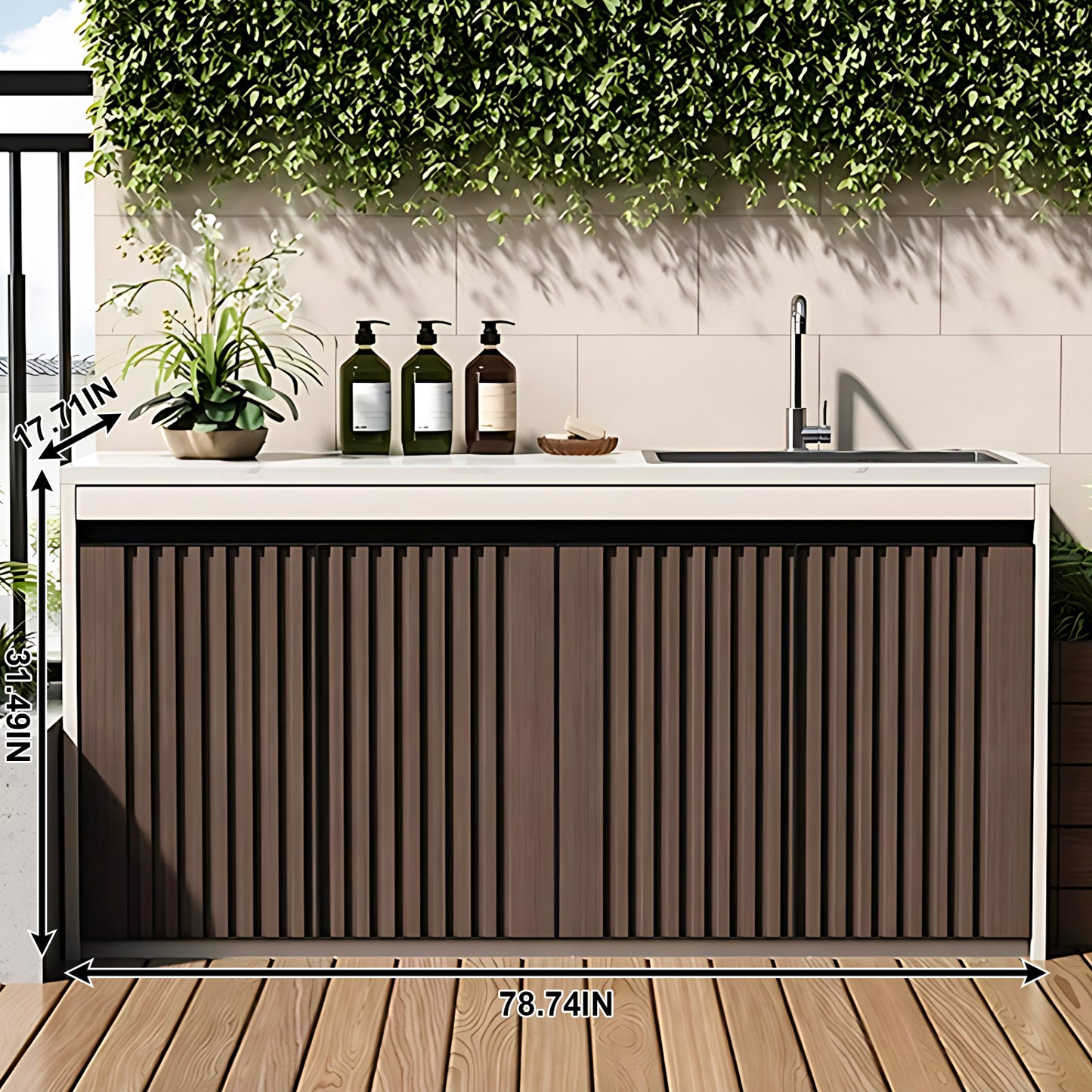 Aihm-Lon Aluminum Outdoor Kitchen Cabinets with Sink 62.99"-78.74"