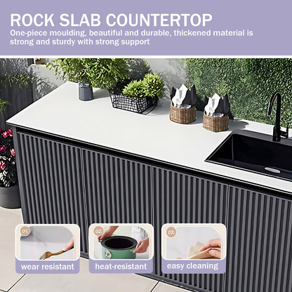 Aihm-Lon Outdoor Storage Cabinets with Stainless Steel Sink 55.11"-78.74"