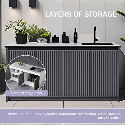 Aihm-Lon Outdoor Storage Cabinets with Stainless Steel Sink 55.11"-78.74"
