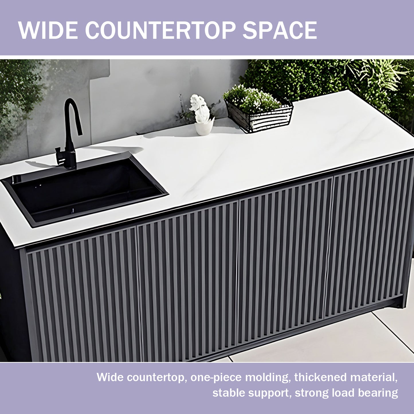 Aihm-Lon Outdoor Storage Cabinets with Stainless Steel Sink 55.11"-78.74"