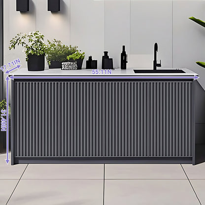 Aihm-Lon Outdoor Storage Cabinets with Stainless Steel Sink 55.11"-78.74"