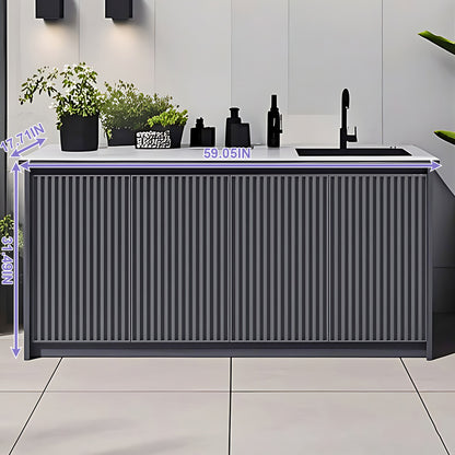 Aihm-Lon Outdoor Storage Cabinets with Stainless Steel Sink 55.11"-78.74"