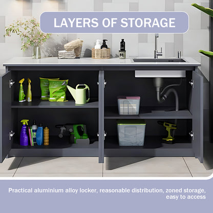 Aihm-Lon Waterproof Outdoor Storage Cabinet with Doors and Shelves  62.99"