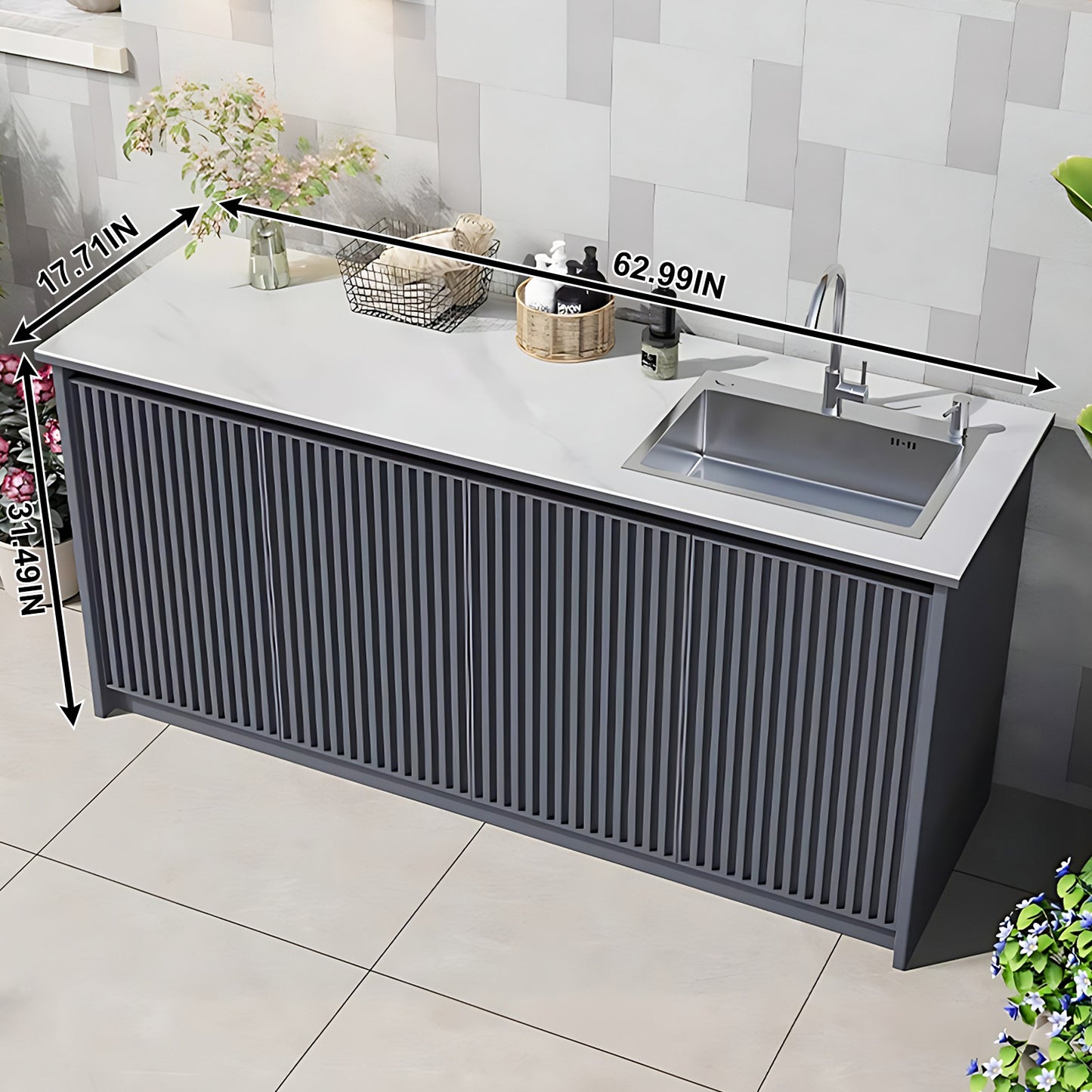 Aihm-Lon Waterproof Outdoor Storage Cabinet with Doors and Shelves  62.99"