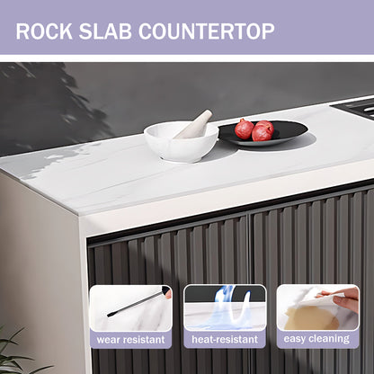 Aihm-Lon Aluminum Outdoor Kitchen Cabinets with Large Storage 55.11"-78.74"