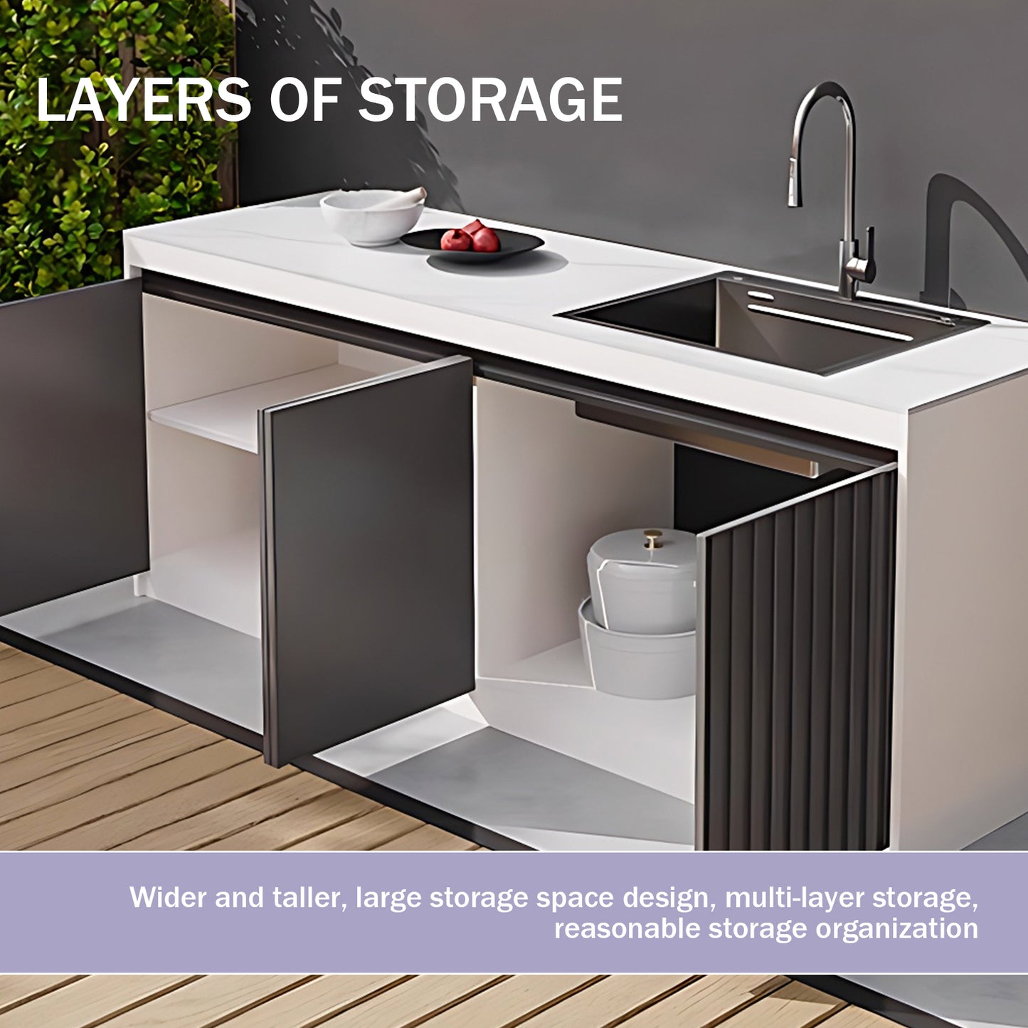 Aihm-Lon Aluminum Outdoor Kitchen Cabinets with Large Storage 55.11"-78.74"