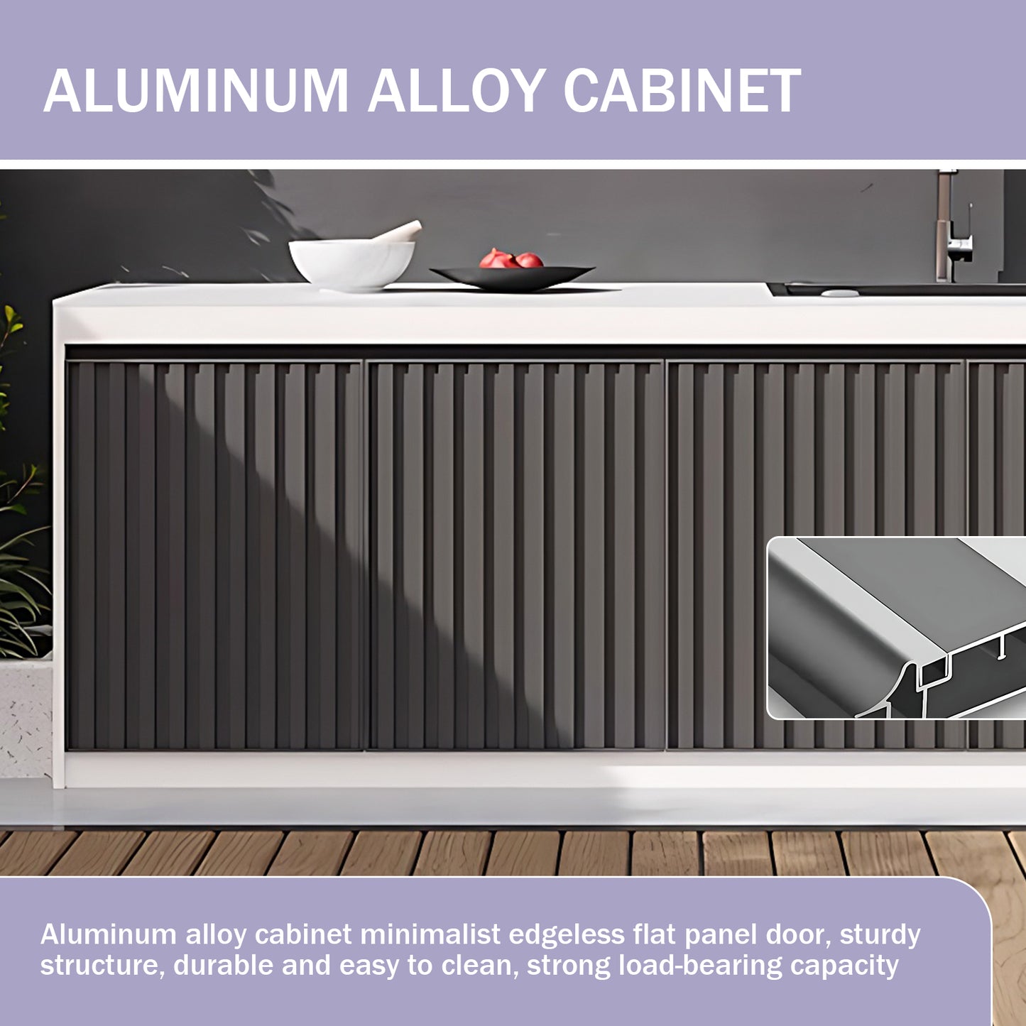 Aihm-Lon Aluminum Outdoor Kitchen Cabinets with Large Storage 55.11"-78.74"