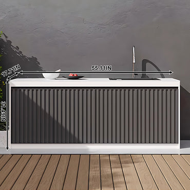 Aihm-Lon Aluminum Outdoor Kitchen Cabinets with Large Storage 55.11"-78.74"