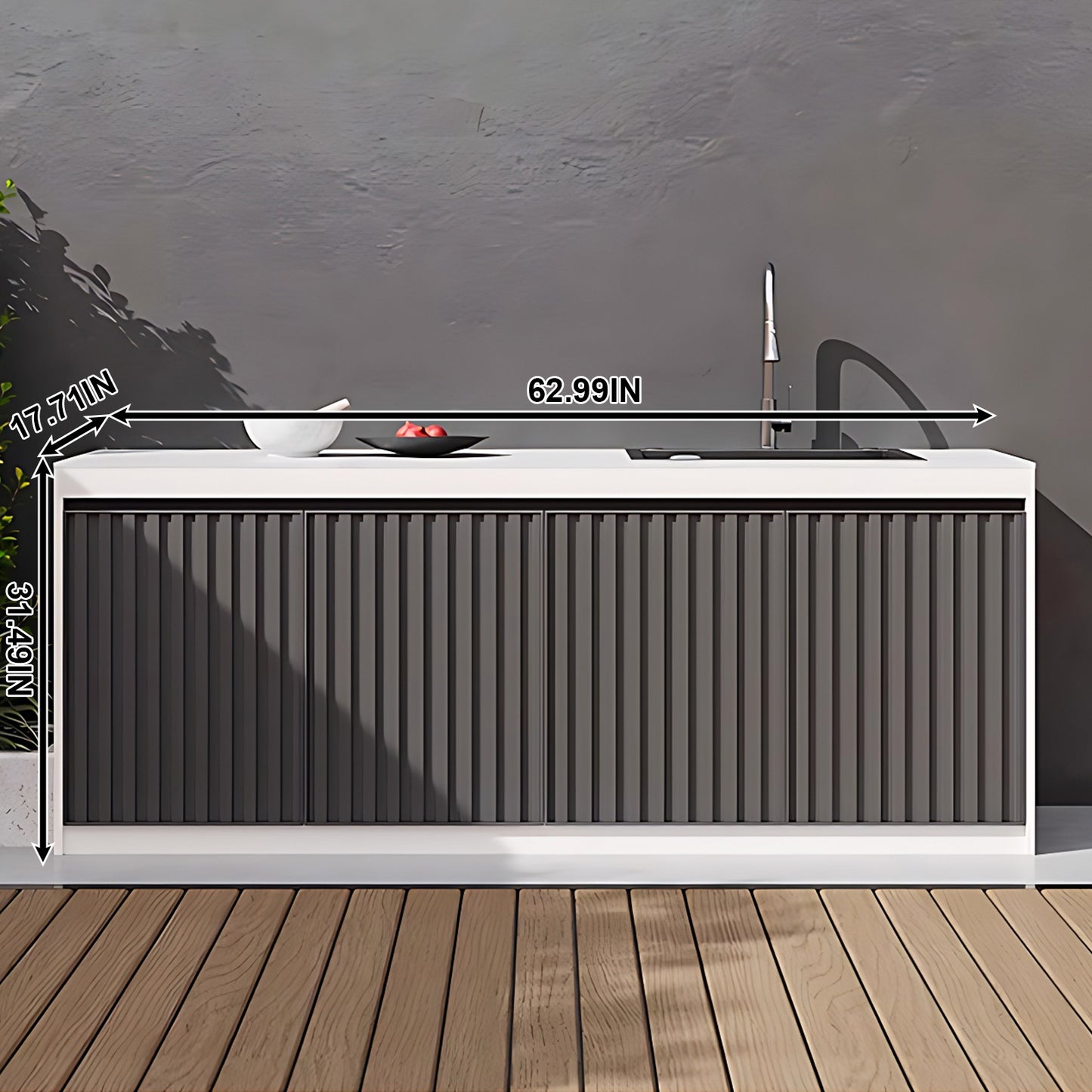 Aihm-Lon Aluminum Outdoor Kitchen Cabinets with Large Storage 55.11"-78.74"