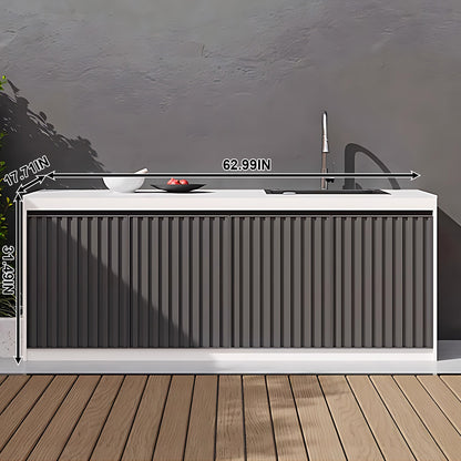 Aihm-Lon Aluminum Outdoor Kitchen Cabinets with Large Storage 55.11"-78.74"