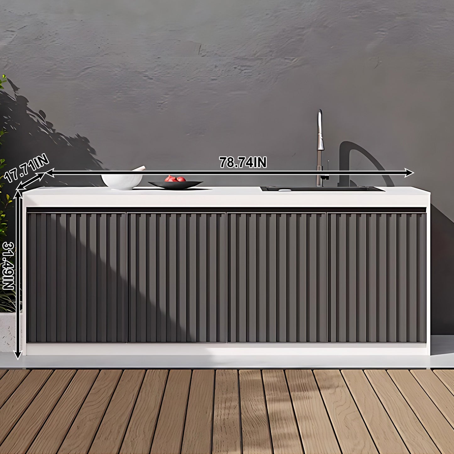 Aihm-Lon Aluminum Outdoor Kitchen Cabinets with Large Storage 55.11"-78.74"