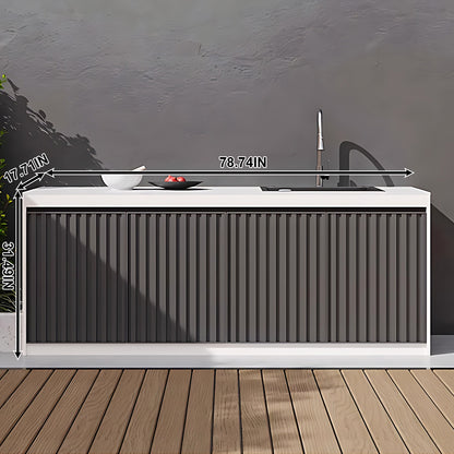 Aihm-Lon Aluminum Outdoor Kitchen Cabinets with Large Storage 55.11"-78.74"
