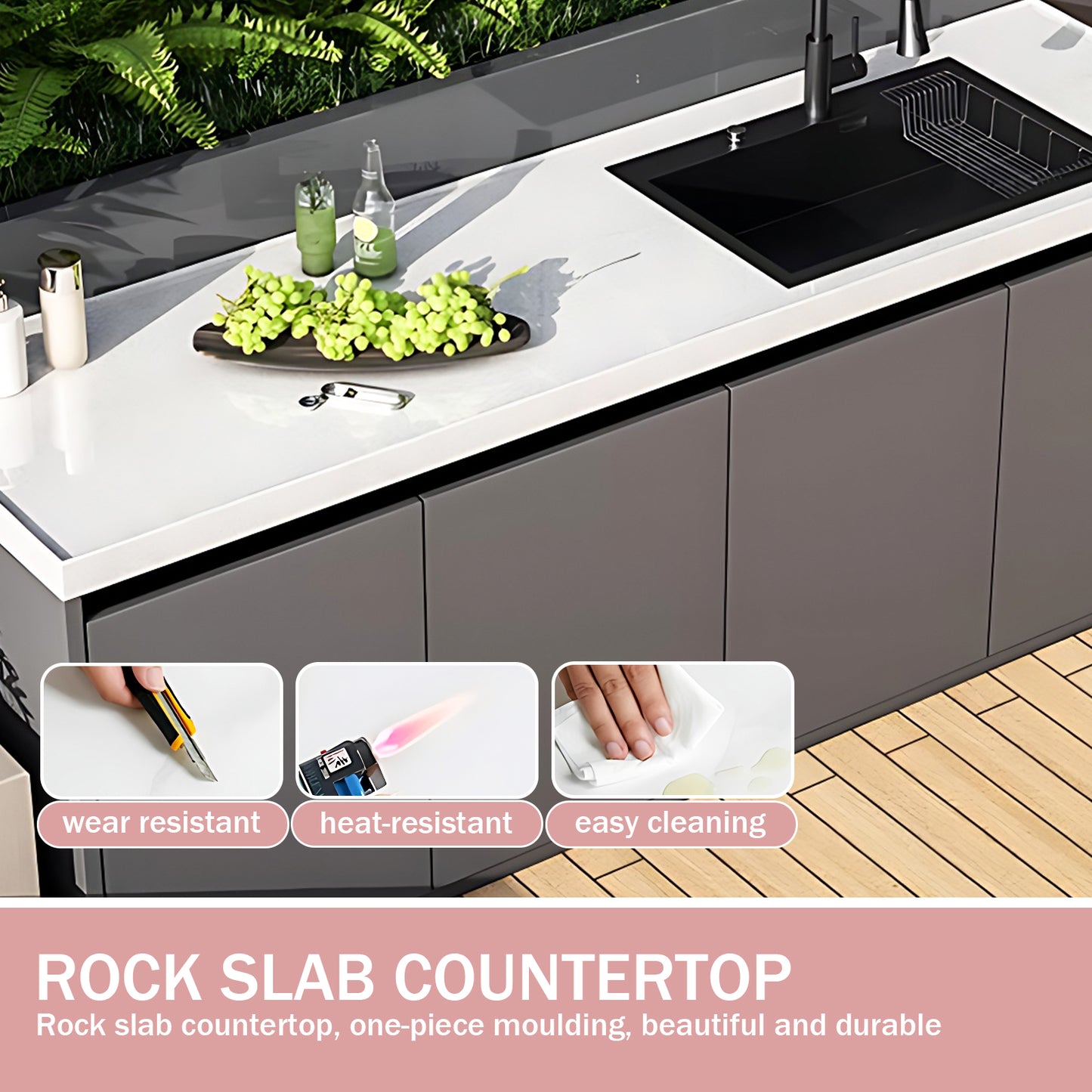 Aihm-Lon Outdoor Kitchen Storage Cabinet with Utility Cabinets 55.11"-78.74"