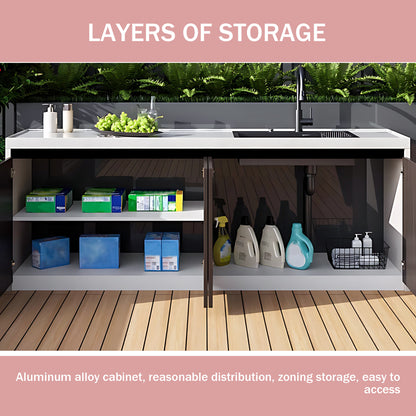 Aihm-Lon Outdoor Kitchen Storage Cabinet with Utility Cabinets 55.11"-78.74"