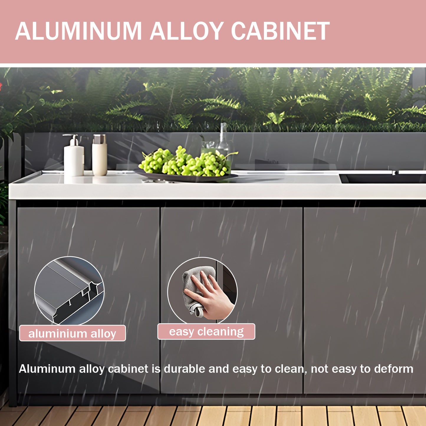 Aihm-Lon Outdoor Kitchen Storage Cabinet with Utility Cabinets 55.11"-78.74"