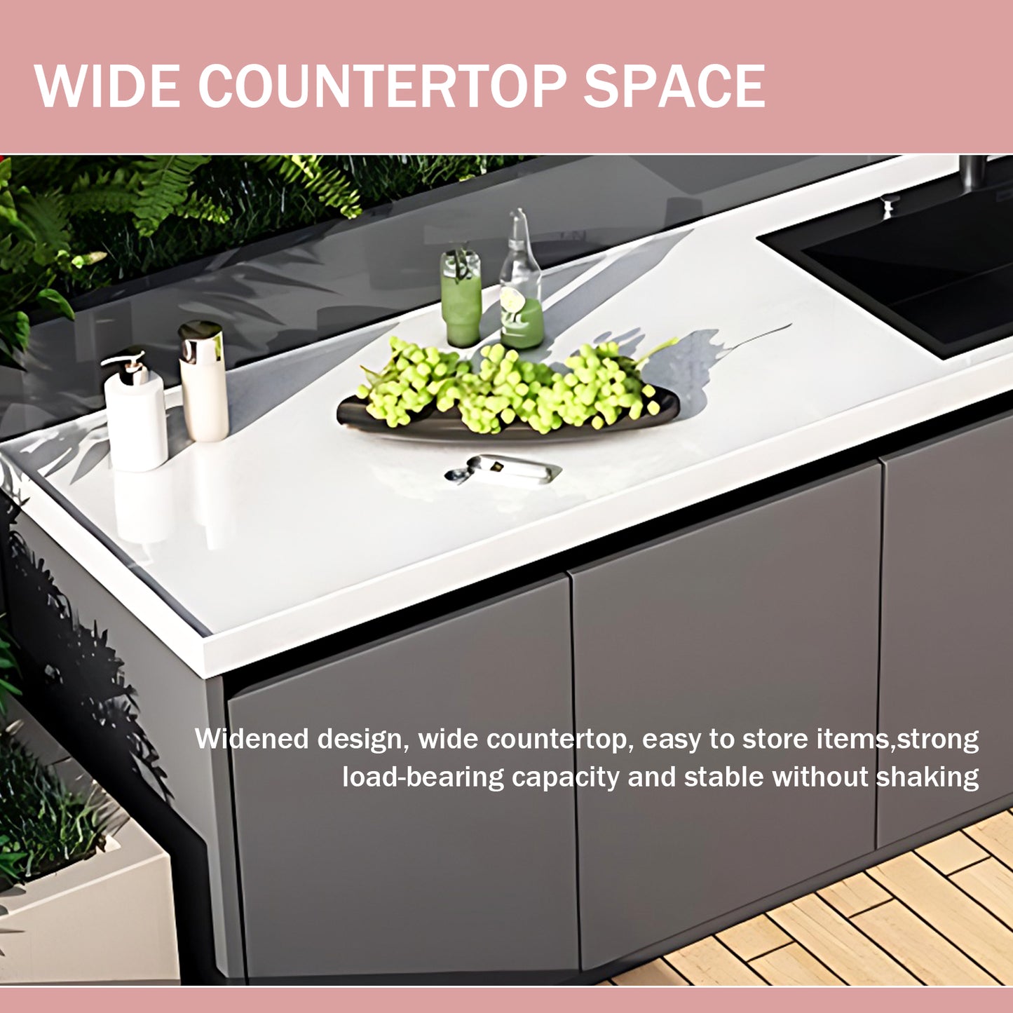 Aihm-Lon Outdoor Kitchen Storage Cabinet with Utility Cabinets 55.11"-78.74"