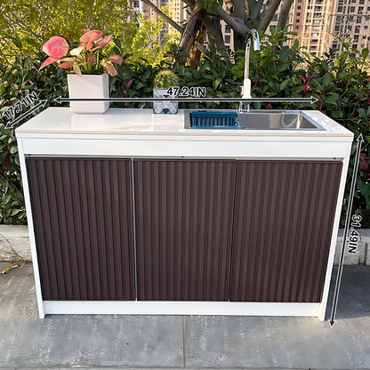 Aihm-Lon Outdoor Kitchen Cabinet with Stainless Steel 47.24"-55.11"