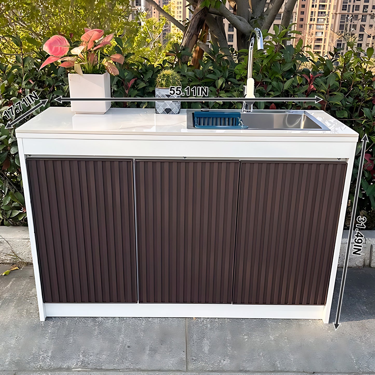Aihm-Lon Outdoor Kitchen Cabinet with Stainless Steel 47.24"-55.11"