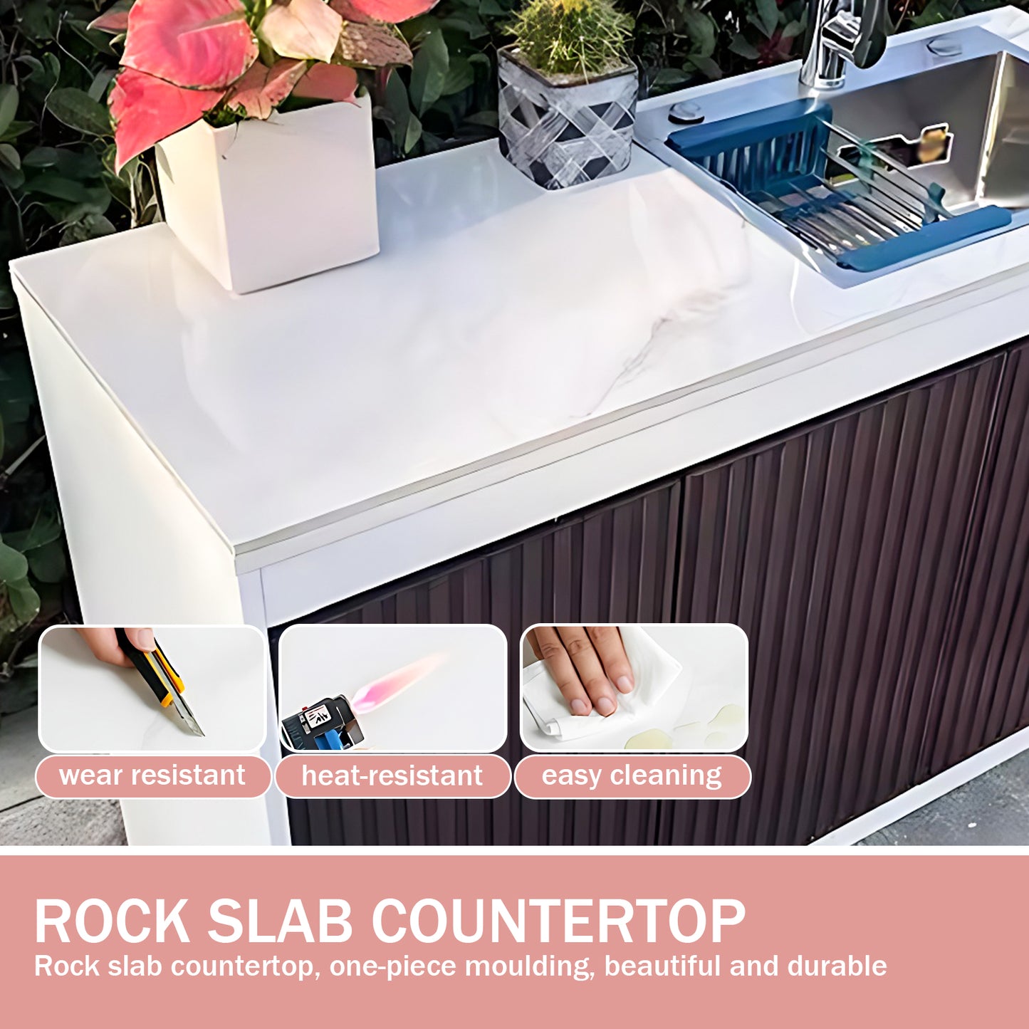 Aihm-Lon Outdoor Kitchen Cabinet with Stainless Steel 47.24"-55.11"