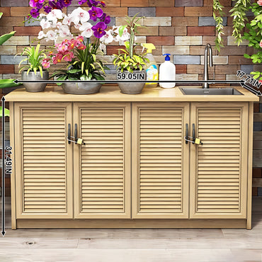Aihm-Lon Outdoor Kitchen Cabinet with Lock and Sink 59.05"