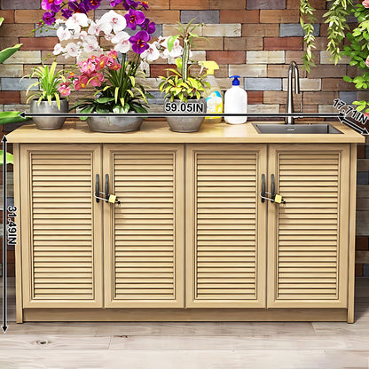 Aihm-Lon Outdoor Kitchen Cabinet with Lock and Sink 59.05"