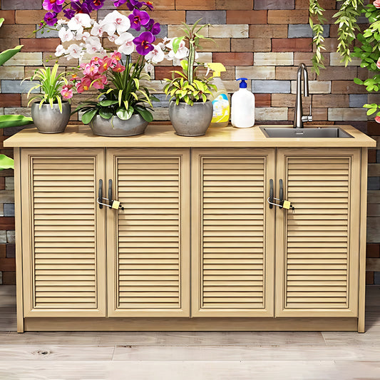 Aihm-Lon Outdoor Kitchen Cabinet with Lock and Sink 59.05"