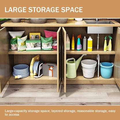 Aihm-Lon Outdoor Kitchen Cabinet with Lock and Sink 59.05"