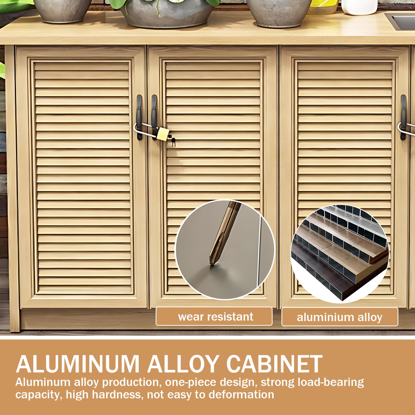 Aihm-Lon Outdoor Kitchen Cabinet with Lock and Sink 59.05"
