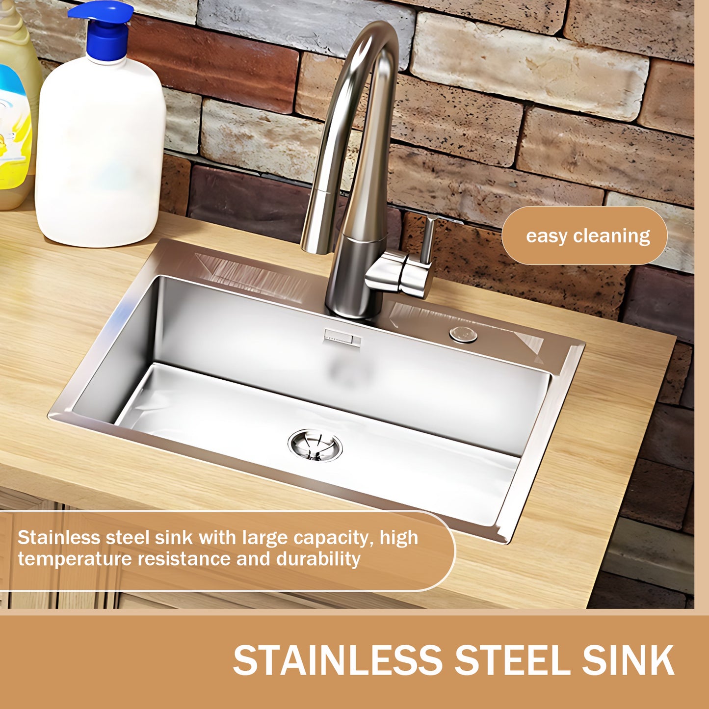 Aihm-Lon Outdoor Kitchen Cabinet with Lock and Sink 59.05"