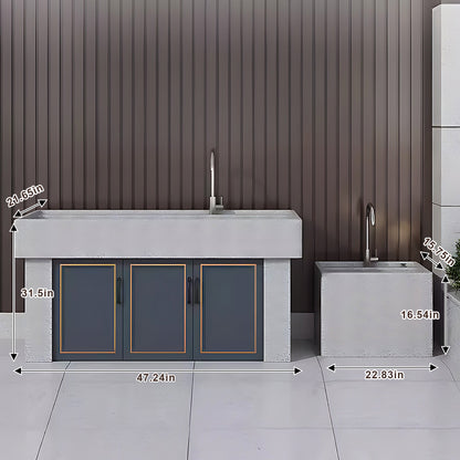 Aihm-Lon Outdoor Kitchen Cabinets with Double Sinks 47.24"-59.06"