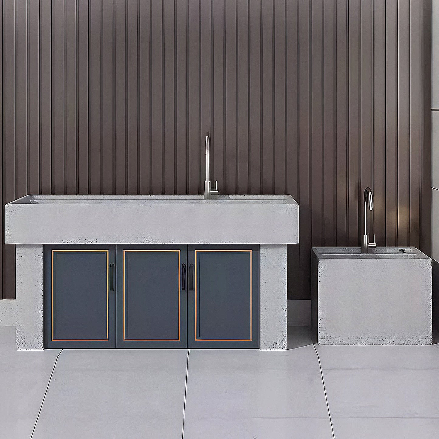 Aihm-Lon Outdoor Kitchen Cabinets with Double Sinks 47.24"-59.06"