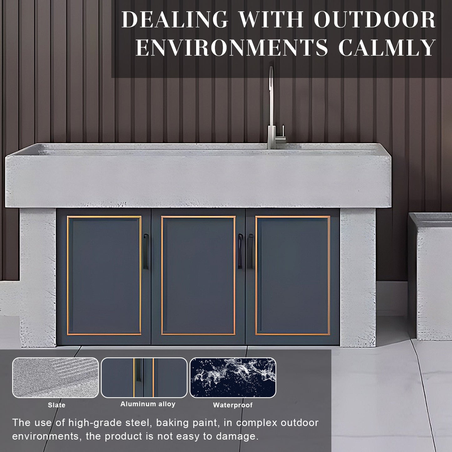 Aihm-Lon Outdoor Kitchen Cabinets with Double Sinks 47.24"-59.06"