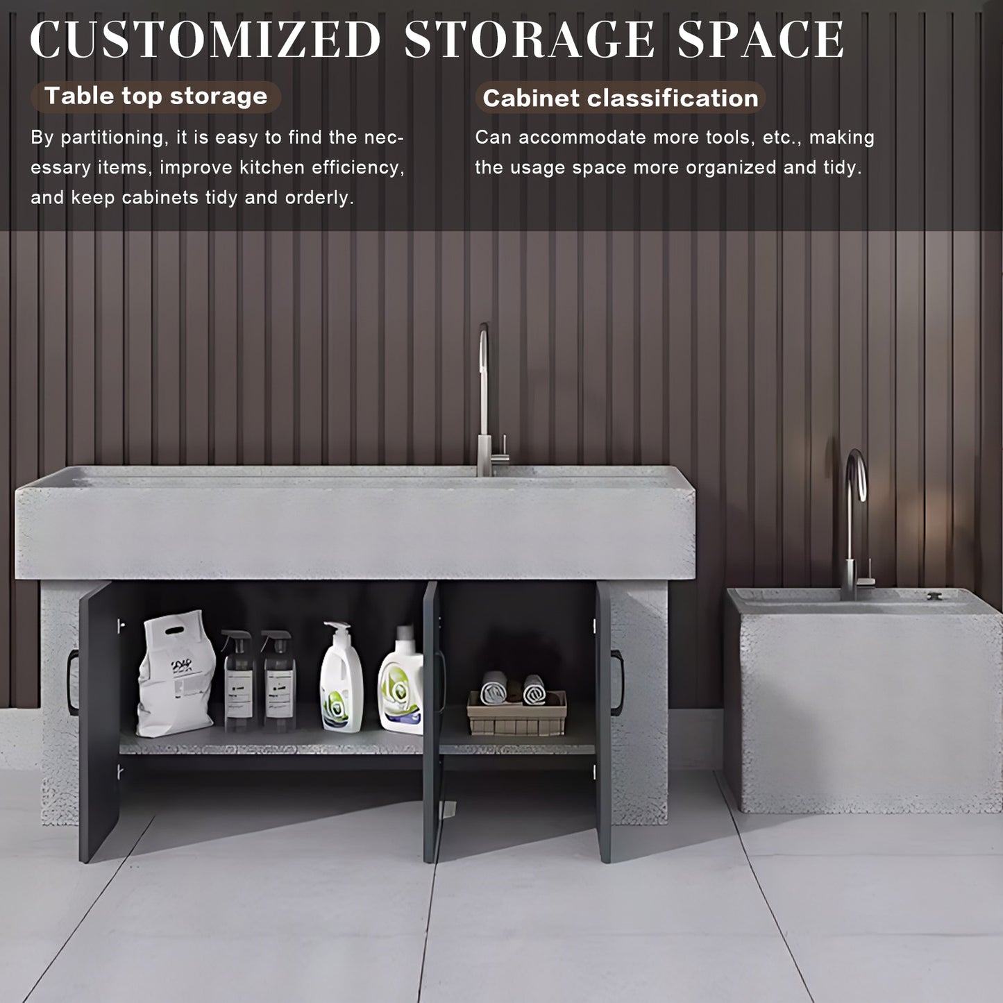 Aihm-Lon Outdoor Kitchen Cabinets with Double Sinks 47.24"-59.06"