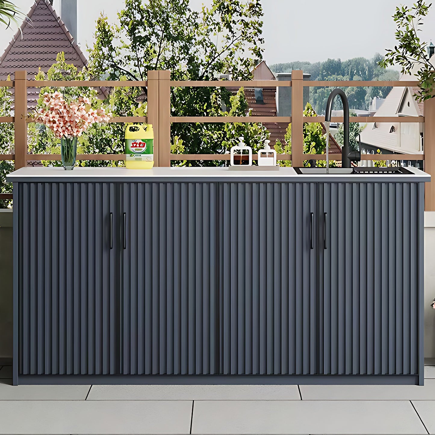 Aihm-Lon Aluminum Outdoor Kitchen Cabinets with Sink 62.99"