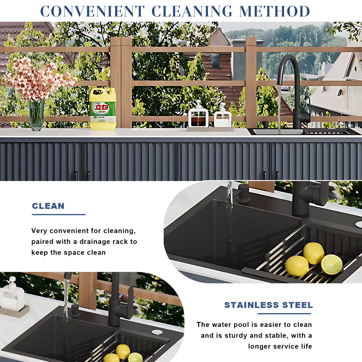 Aihm-Lon Aluminum Outdoor Kitchen Cabinets with Sink 62.99"