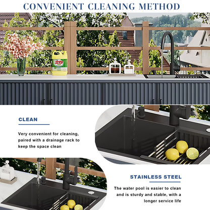 Aihm-Lon Aluminum Outdoor Kitchen Cabinets with Sink 62.99"