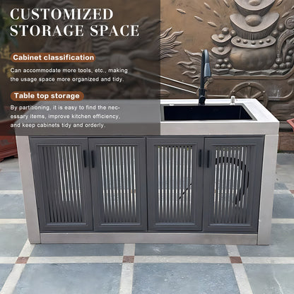 Aihm-Lon Aluminum Outdoor Kitchen Cabinet with Black Sink 43.31"-78.74"