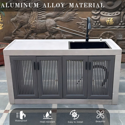 Aihm-Lon Aluminum Outdoor Kitchen Cabinet with Black Sink 43.31"-78.74"