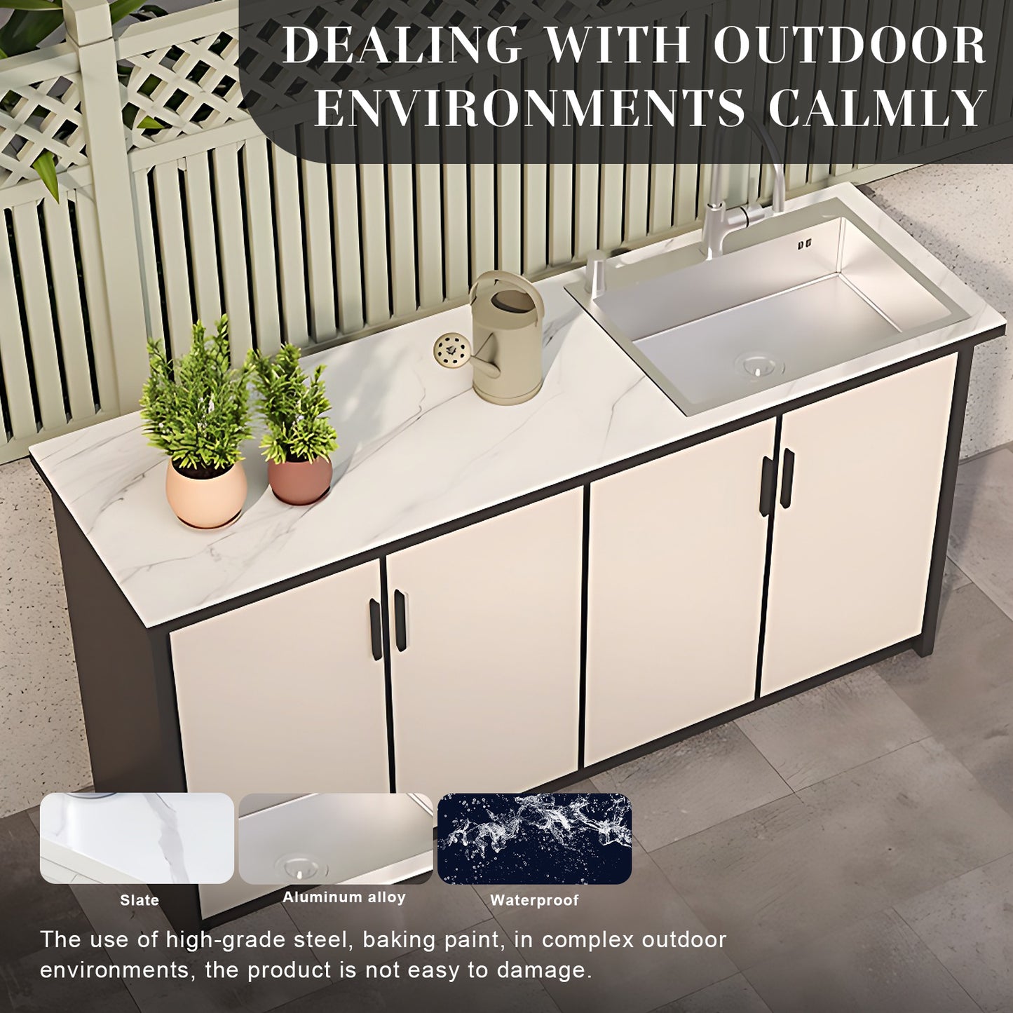 Aihm-Lon Outdoor Kitchen Cabinets with Sink Cabinet Storage 62.99"