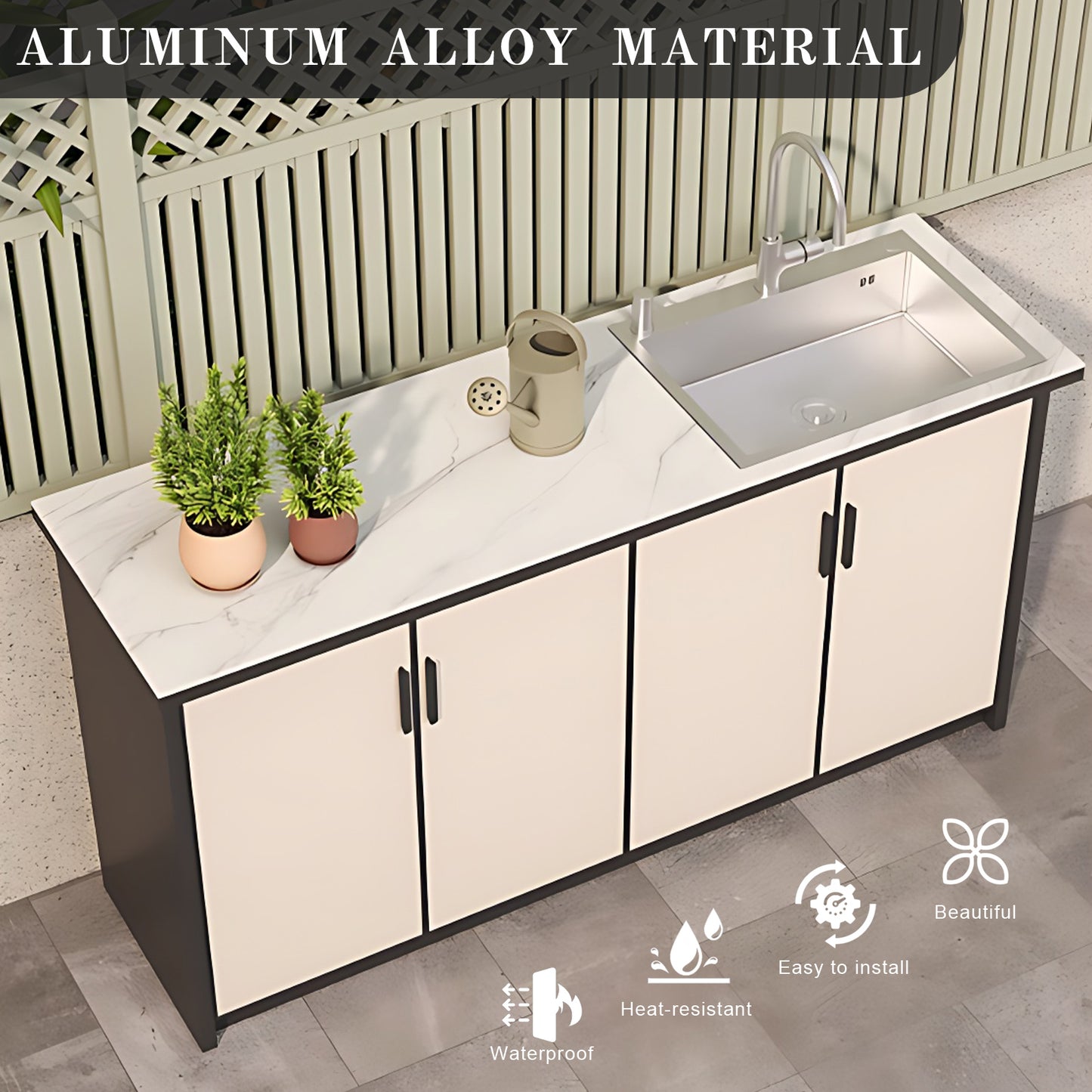 Aihm-Lon Outdoor Kitchen Cabinets with Sink Cabinet Storage 62.99"