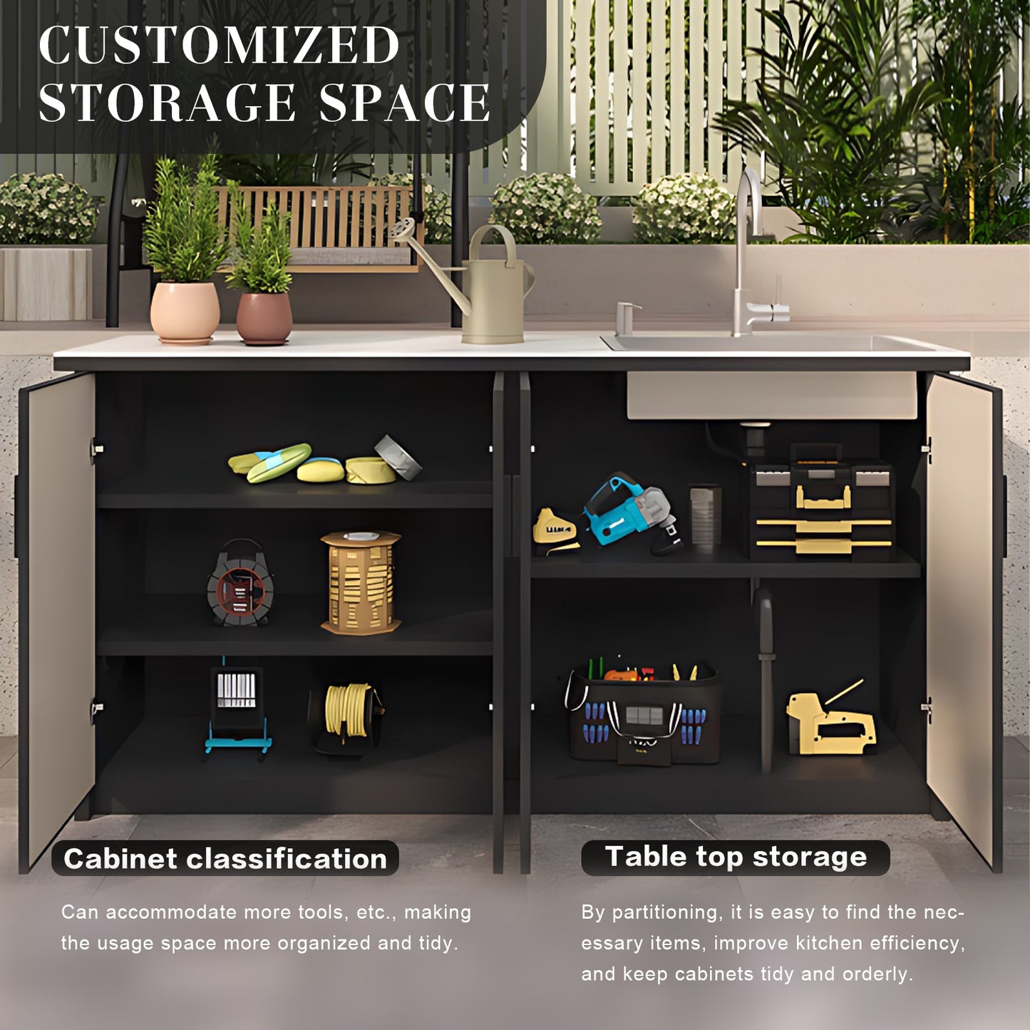 Aihm-Lon Outdoor Kitchen Cabinets with Sink Cabinet Storage 62.99"
