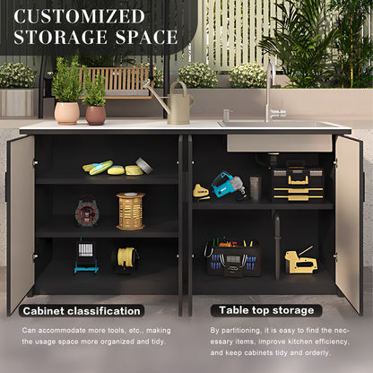 Aihm-Lon Outdoor Kitchen Cabinets with Sink Cabinet Storage 62.99"
