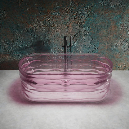Aihm-Lon Freestanding Bathtubs - Wavy Transparent Bathtub Hot  Curved Back Support
